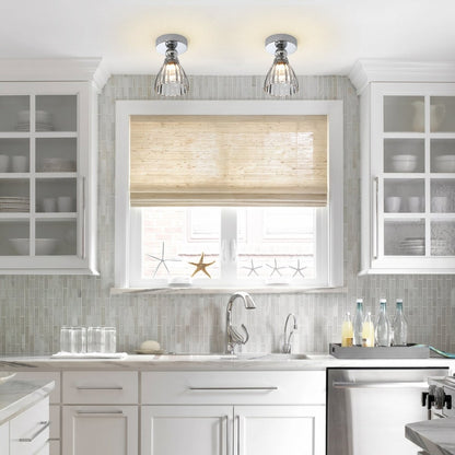 Chrome LED glass flush mount ceiling light
