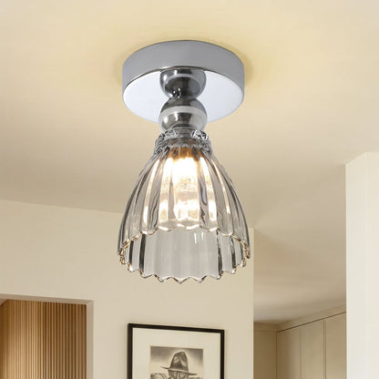 Chrome LED glass flush mount ceiling light