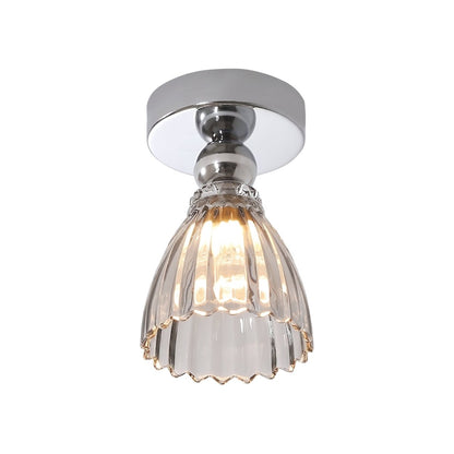 Chrome LED glass flush mount ceiling light