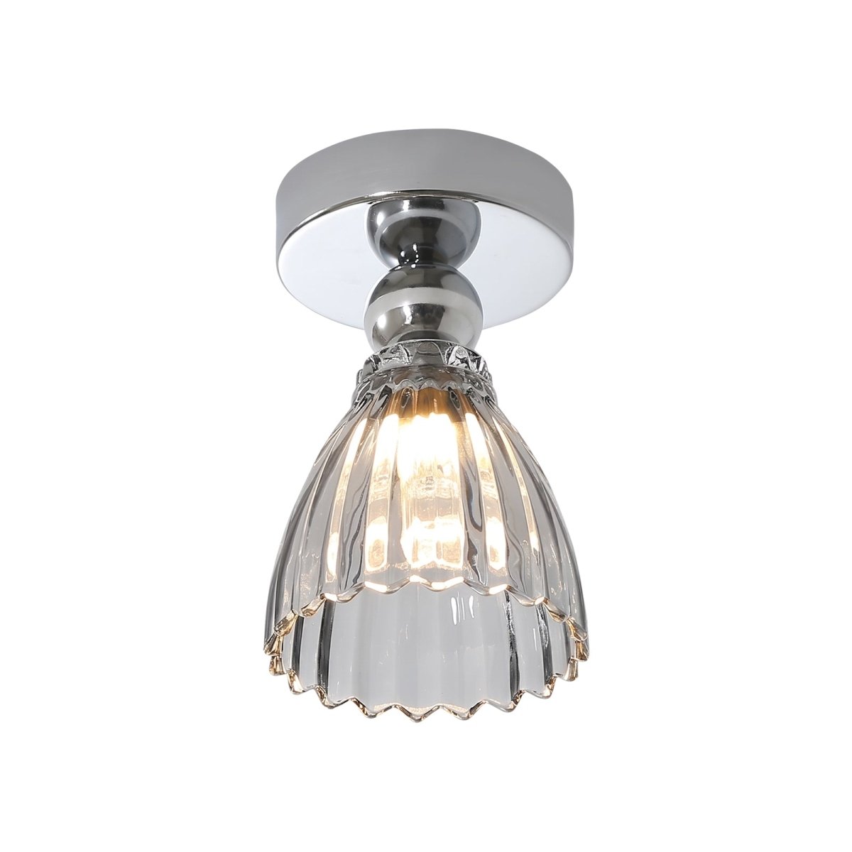 Chrome LED glass flush mount ceiling light