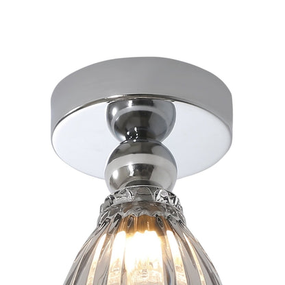 Chrome LED glass flush mount ceiling light