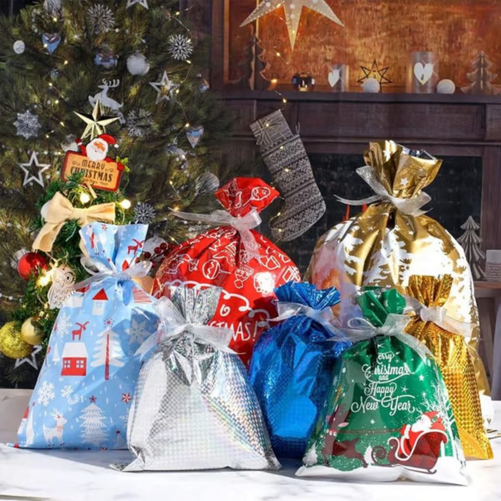 Christmas gift bags with drawstrings