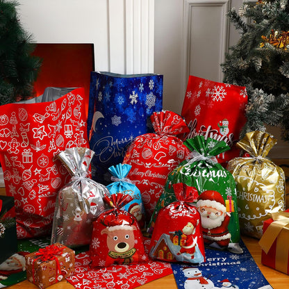 Christmas gift bags with drawstrings