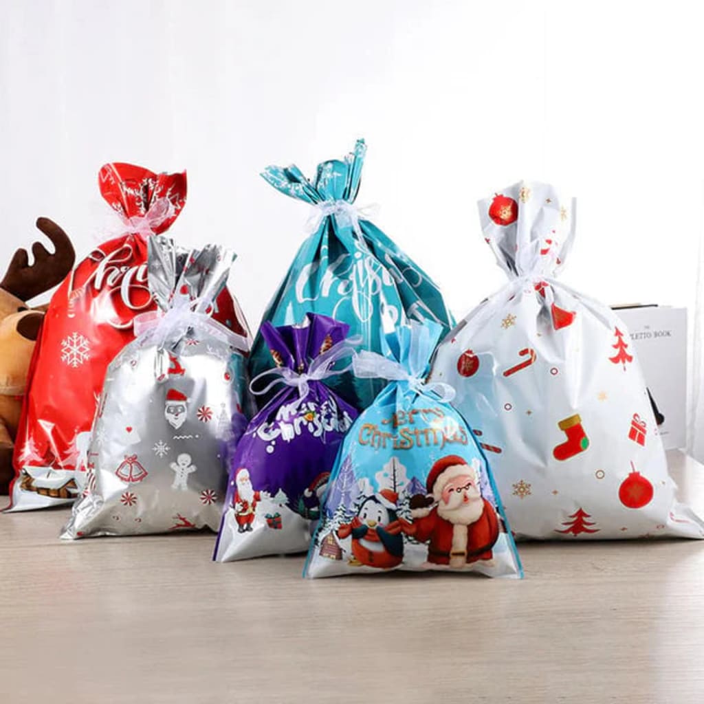 Christmas gift bags with drawstrings