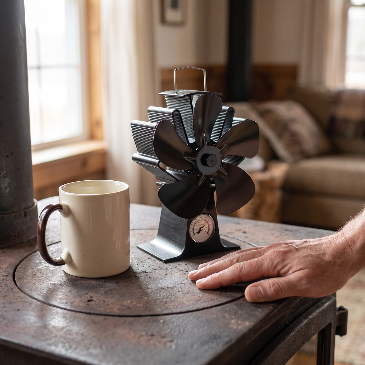 Thermal fireplace fan