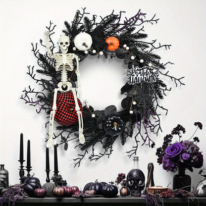 Halloween wreath with a skeleton