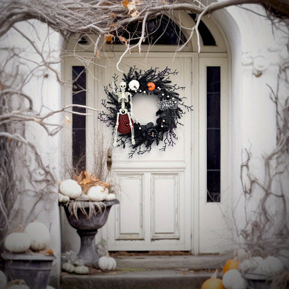 Halloween wreath with a skeleton