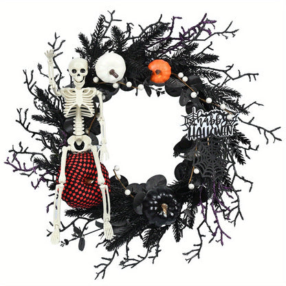 Halloween wreath with a skeleton