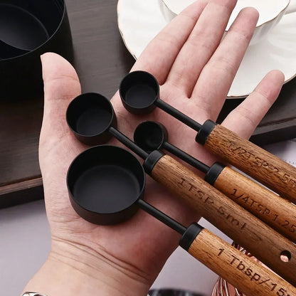 Set of kitchen measuring cups and spoons