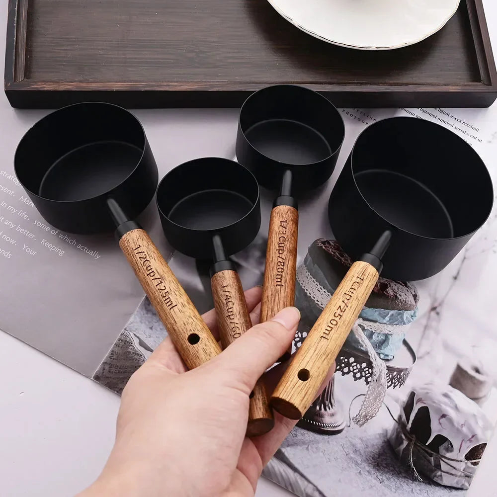 Set of kitchen measuring cups and spoons