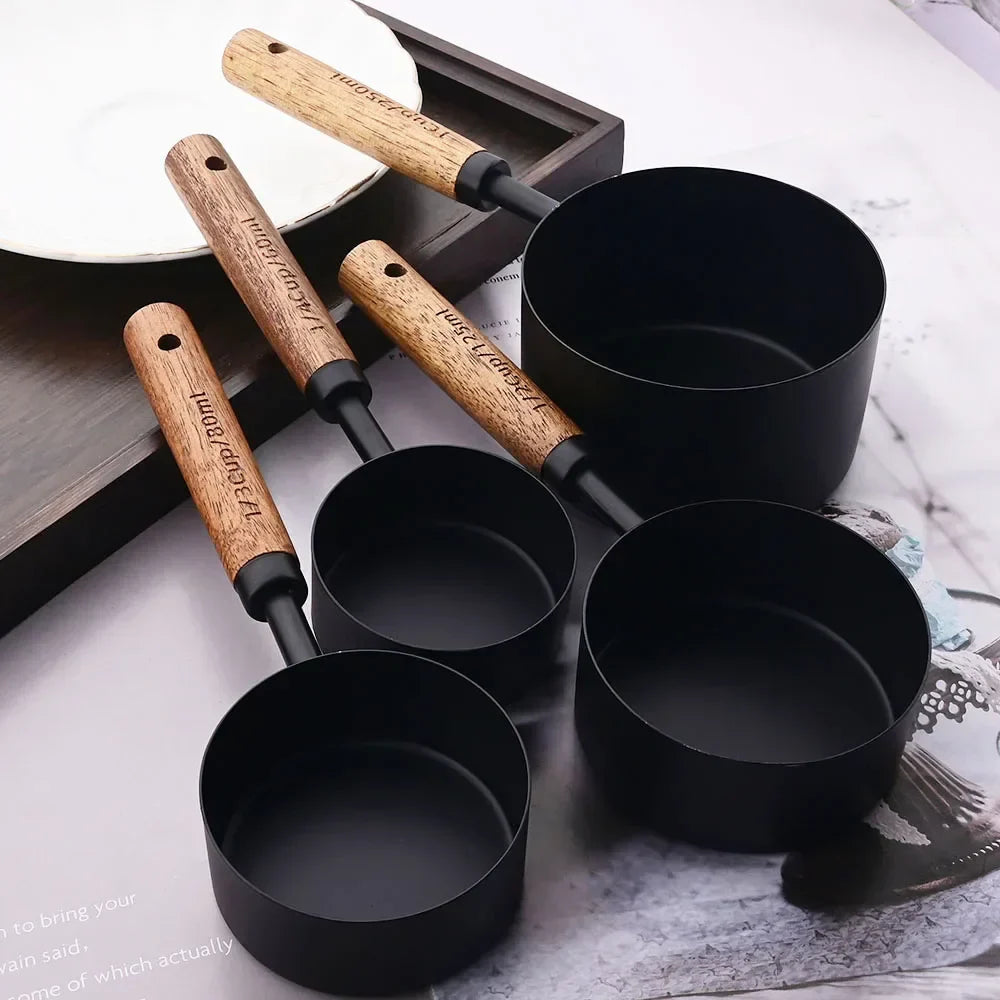 Set of kitchen measuring cups and spoons