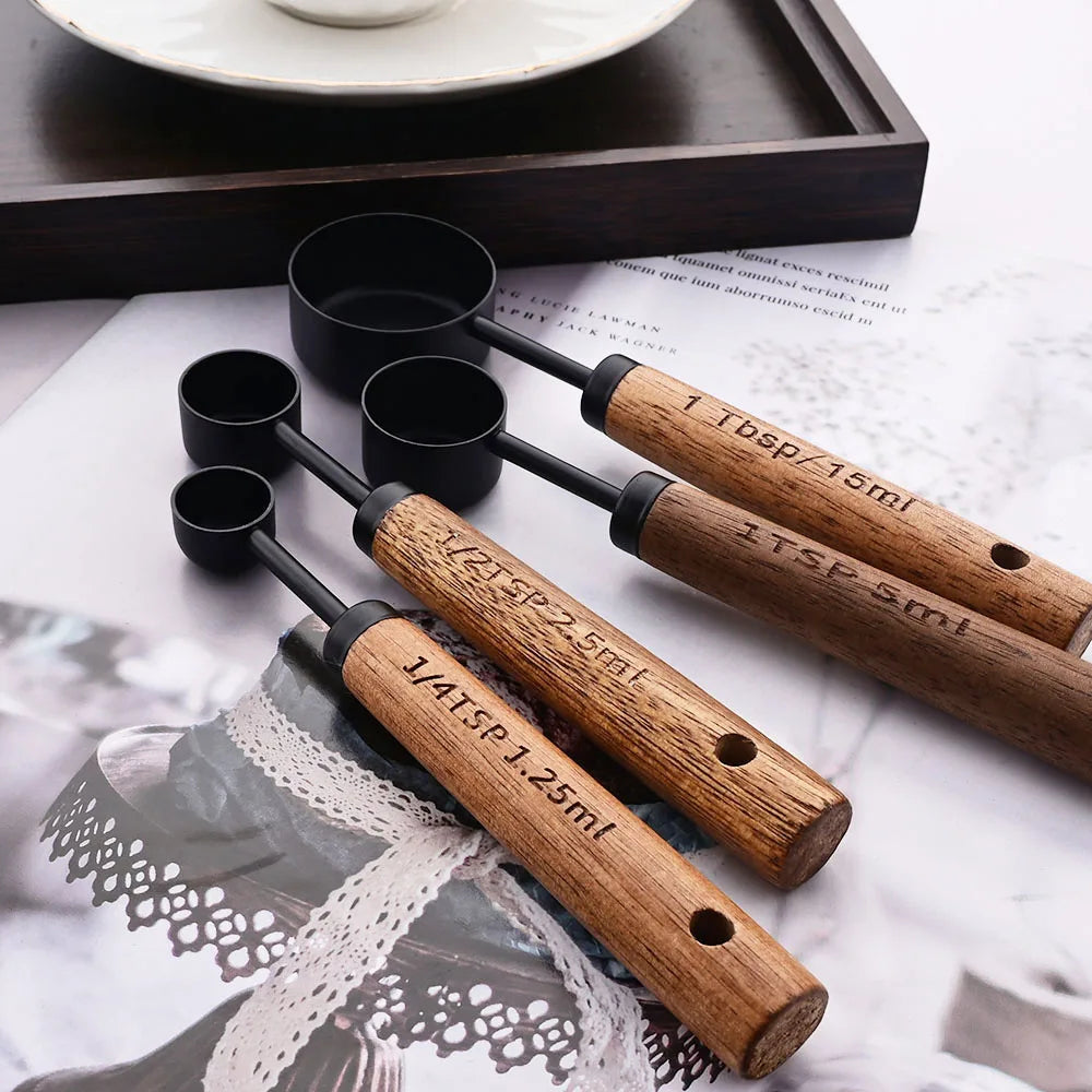 Set of kitchen measuring cups and spoons