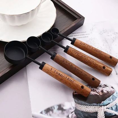 Set of kitchen measuring cups and spoons