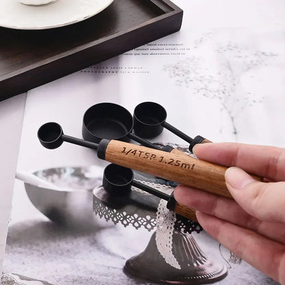 Set of kitchen measuring cups and spoons