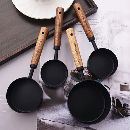 Set of kitchen measuring cups and spoons