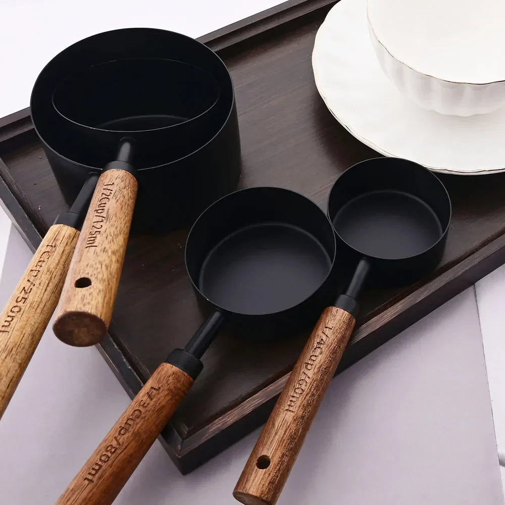 Set of kitchen measuring cups and spoons