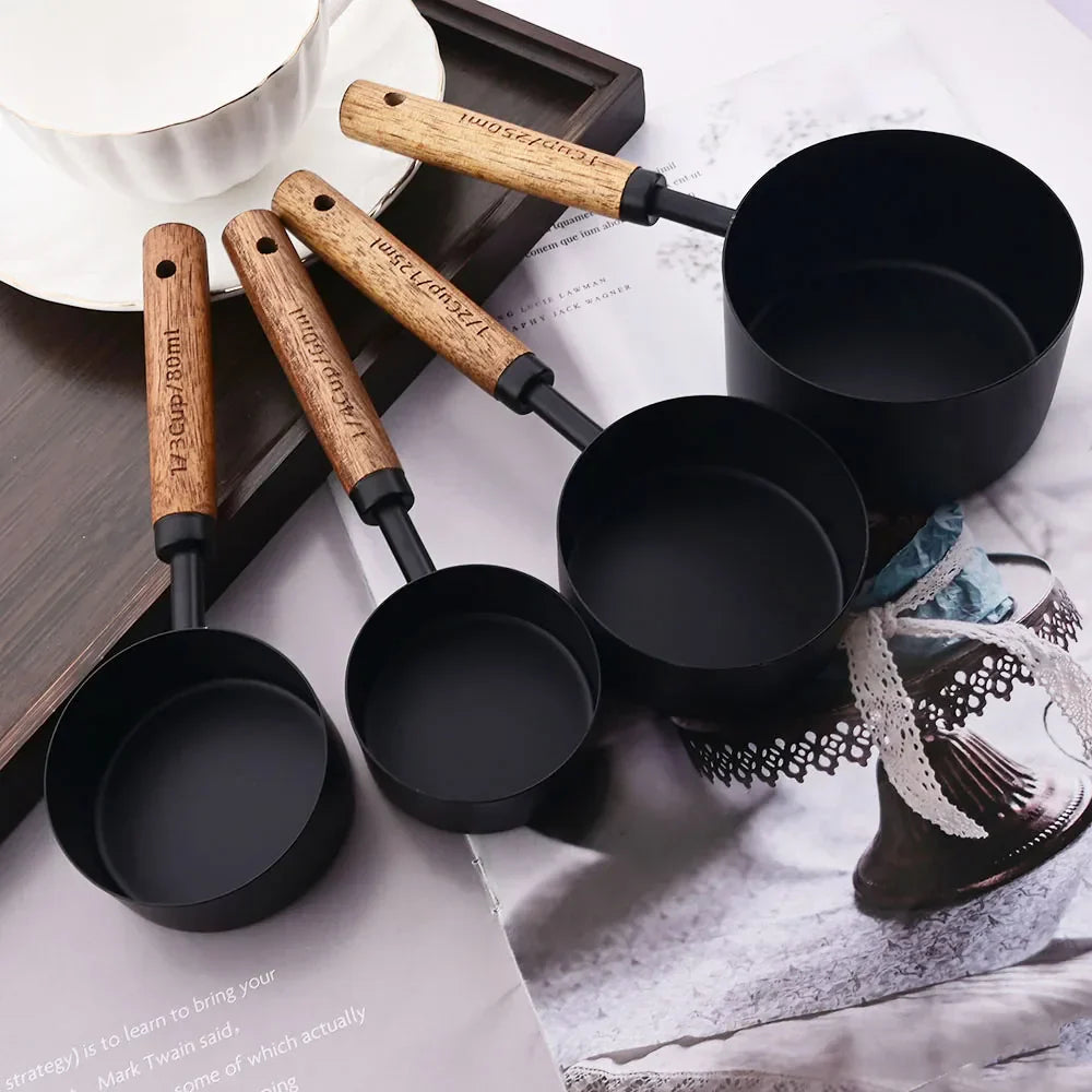 Set of kitchen measuring cups and spoons