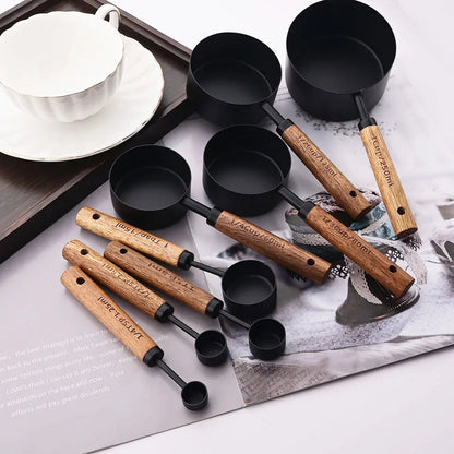Set of kitchen measuring cups and spoons
