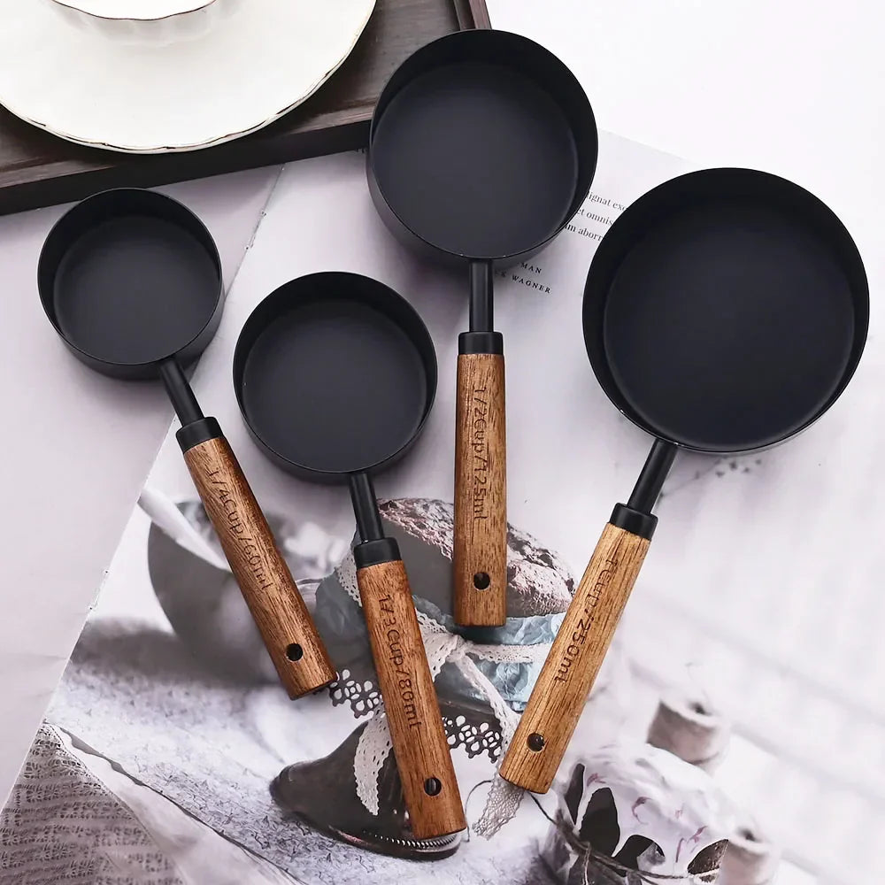 Set of kitchen measuring cups and spoons